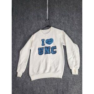 Vintage I Love UNC Sweatshirt Women‎ Sz S Handmade White Blue Casual Sportswear